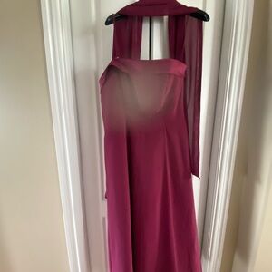 Red Strapless Long Sleeve Gown for Prom